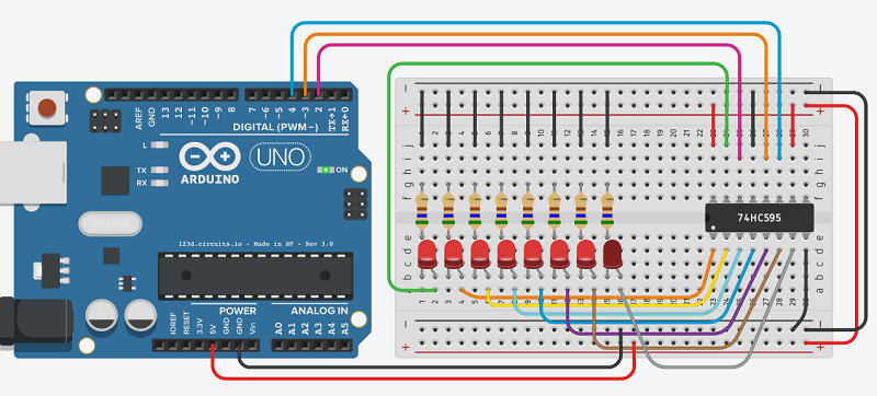 Zoom Arduino et le 74HC595